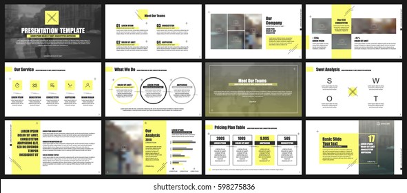 Yellow and gray elements for infographics. Presentation templates. Use in presentation, flyer and leaflet, corporate report, marketing, advertising, annual report, banner.