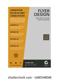 Yellow and gray geometric brochure. Vector flyer design. A4 size layout