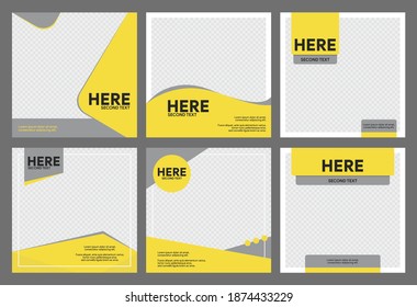 Yellow and gray minimal square social sedia post on transparent background.