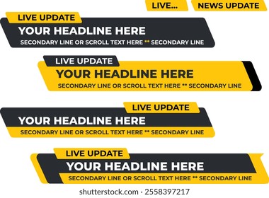 Yellow and Gray news lower third design for Television channel