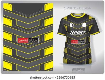yellow gray oblique stripe pattern design, illustration, textile background for sports t-shirt, football jersey shirt mockup for football club. consistent front view