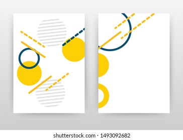 Yellow gray round lines design for annual report, brochure, flyer, poster. Yellow elements on white background vector illustration for flyer, leaflet, poster. Business abstract A4 brochure template.