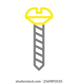 Yellow and gray screw icon. Concept of construction, repair, and hardware.