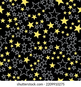Patrón brillante de estrellas amarillas y grises