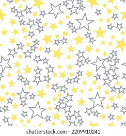 Yellow and gray stars seamless vector pattern