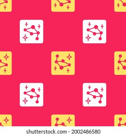 Yellow Great Bear constellation icon isolated seamless pattern on red background.  Vector