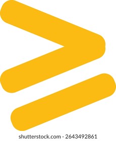 Um sinal amarelo maior que ou igual a, usado em matemática para comparações, mostrado como um símbolo vetorial simples e claro.
