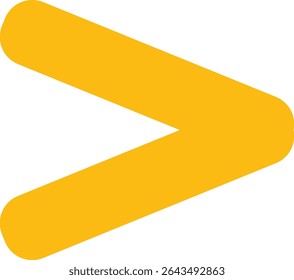 Um símbolo amarelo de maior que, usado em matemática para comparar valores, representado como um simples sinal vetorial geométrico por clareza e simplicidade.