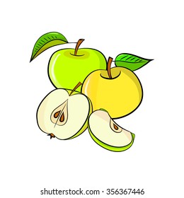 yellow and green apples