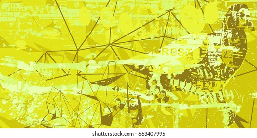 yellow and green artistic neo-grunge style abstract background, made with hand drawn textures and brushes