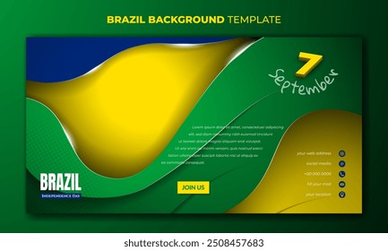 Yellow green banner design with green cut out abstract design on yellow background. Good template for Brazil independence day or national day campaign