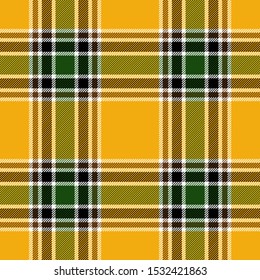 Yellow, Green And Black Tartan Plaid. Stylish Textile Pattern.