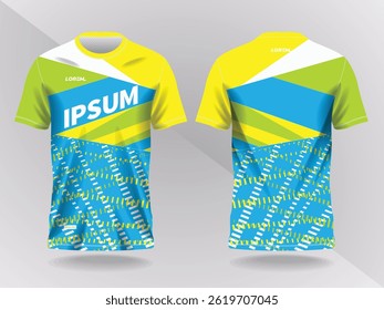 yellow green and blue background pattern for shirt sport jersey mockup template design