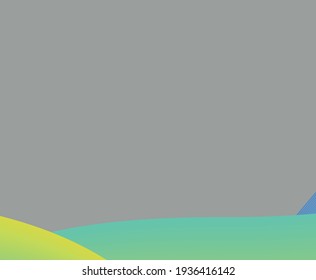 Yellow green and blue blended shape lines as bottom frame on light grey background