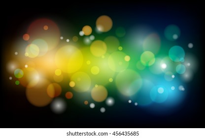 yellow green blue bokeh background, blurry light wallpaper, glow abstract illustration