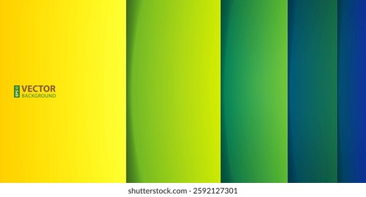Yellow, green and blue rectangle shape layers with realistic shadows abstract background. RGB EPS 10 vector illustration
