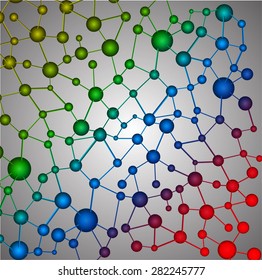 yellow green blue red DNA symbol. icon. Vector illustration. infographics. Abstract gene chain background.Can be used as medical,genetic,pharmaceutical, science industries.silver background