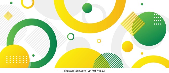 yellow and green circle banner background. Vector abstract graphic design banner pattern background template.