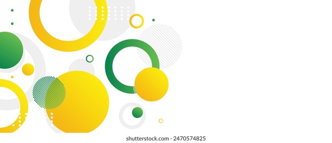 yellow and green circle banner background. Vector abstract graphic design banner pattern background template.