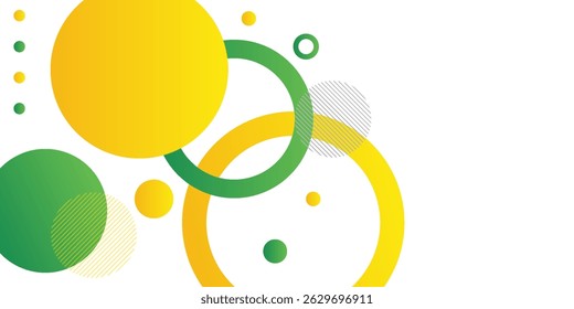 yellow and green circle banner background. Vector abstract graphic design banner pattern background template.