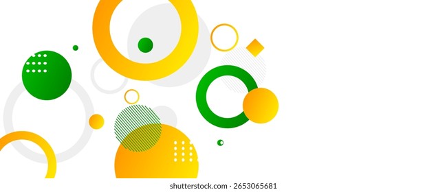 Fondo de Anuncio de círculo amarillo y verde. Plantilla de fondo de patrón de Anuncio de Diseño gráfico abstracto de Vector, Ilustración vectorial