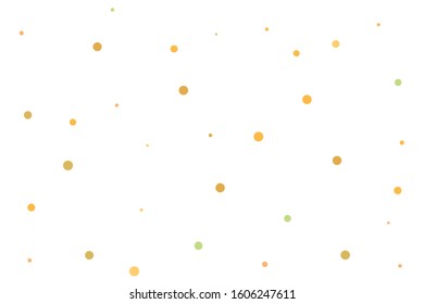 Yellow and green circles confetti falling on transparent background. Round, dot vector background. Abstract colorful confetti flying in the air. Vector holiday illustration with circles confetti.