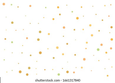 Yellow and green circles confetti falling on transparent background. Round, dot vector background. Abstract colorful confetti flying in the air. Vector holiday illustration with circles confetti.