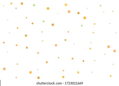 Yellow and green circles confetti falling on transparent background. Round, dot vector background. Abstract colorful confetti flying in the air. Vector holiday illustration with circles confetti.