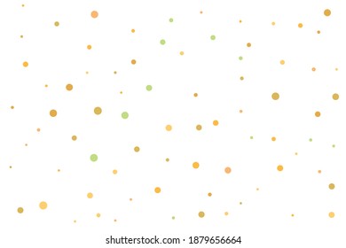 Los círculos amarillos y verdes se confetean sobre un fondo transparente. Redondo, fondo vector punto. Resumen de confetti colorido volando en el aire. Ilustración vectorial de vacaciones con círculos confetti.