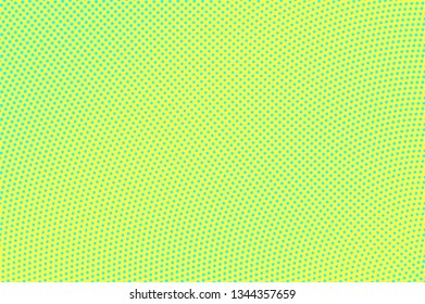 Yellow green color halftone vector background. Smooth halftone texture. Diagonal dotwork gradient. Vibrant dotted halftone surface. Retro halftone overlay. Vintage cartoon effect. Perforated texture