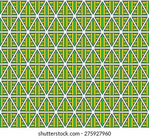 Yellow and green color lattice triangle seamless pattern background vector. Inspiration from pharaoh headdress.