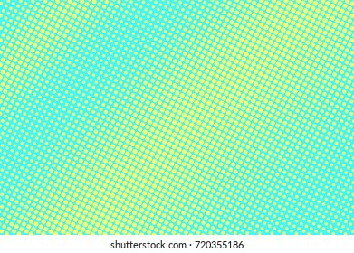 Yellow and green dotted halftone vector background. Grunge halftone gradient. Bright turquoise halftone banner template. Vivid neon dotted pattern. Abstract dotted backdrop. Pop art surface design