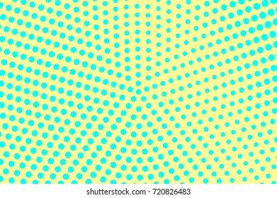 Yellow and green dotted halftone vector background. Rough halftone gradient. Bright turquoise halftone banner template. Vivid neon dotted pattern. Abstract dotted backdrop. Pop art surface design