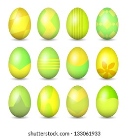 Yellow green Easter eggs set