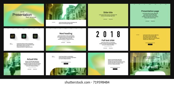 Elementos amarillos y verdes sobre fondo blanco. Esta plantilla es la mejor como presentación de negocios, utilizada en marketing y publicidad, el informe anual, volante y banner