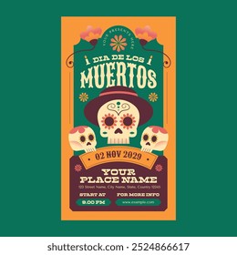 Amarelo Verde Plano Design Dia De Los Muertos História da Mídia Social