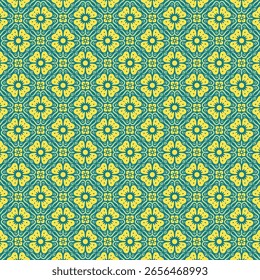 Yellow and Green Floral Seamless Pattern Background