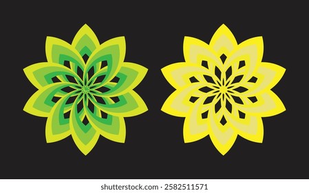 Yellow and green flower or black  background