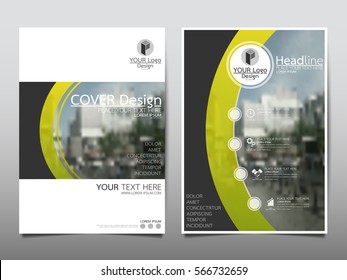 Yellow and green flyer cover business brochure vector design, Leaflet advertising abstract background, Modern poster magazine layout template, Annual report for presentation.