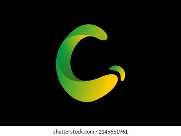 Color de gradiente verde amarillo del diseño único de la letra inicial C