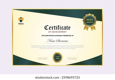 Yellow and Green Gradient Elegant Certificate Design Template