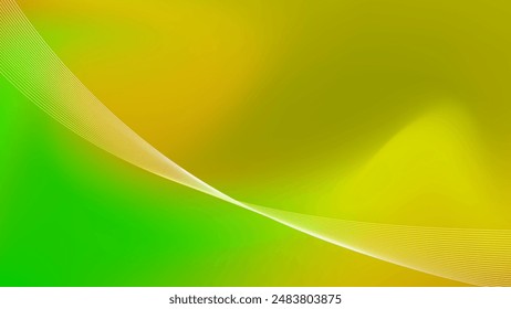 Yellow green gradient mesh abstract background decorated with yellow white blended lines nice for wallpaper or banner