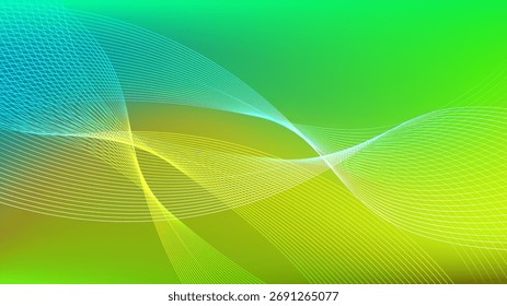 Fondo abstracto de malla degradada verde amarillo con líneas mezcladas onduladas agradable para el Fondo de pantalla o el Anuncio