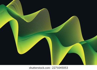 yellow and green gradient wave abstract background. modern graphic for landing page and computer desktop background. 3d vector