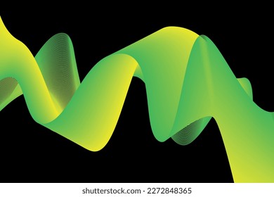 yellow and green gradient wave abstract background. modern graphic for landing page and computer desktop background. 3d vector