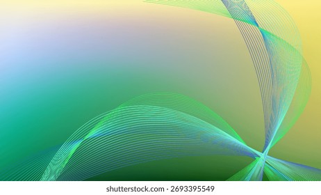Fondo abstracto de malla degradada verde y gris amarillo con línea mezclada ondulada agradable para el Fondo de pantalla o el Anuncio