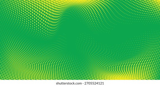 Textura de fondo de patrón de degradado de puntos de semitono verde amarillo. Ilustración de Vector