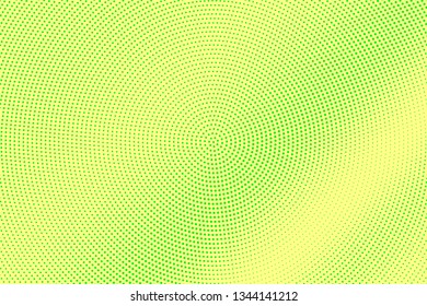Yellow green halftone vector background. Micro halftone texture. Smooth dotwork gradient. Vibrant dotted halftone surface. Retro halftone overlay. Vintage cartoon effect. Perforated texture