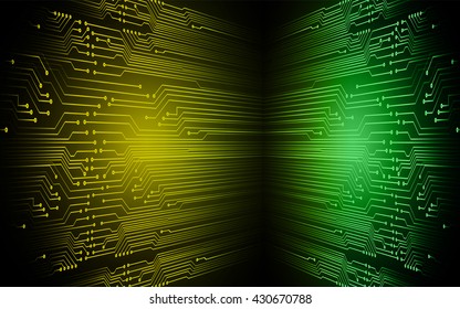 yellow green high tech circuit board, abstract circuit board, CPU, PC computer