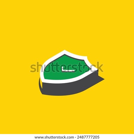 Yellow and green isometric shield icon. Vector illustration	